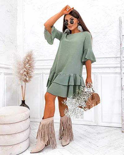 Royalfashion Dámske plátenné mini šaty