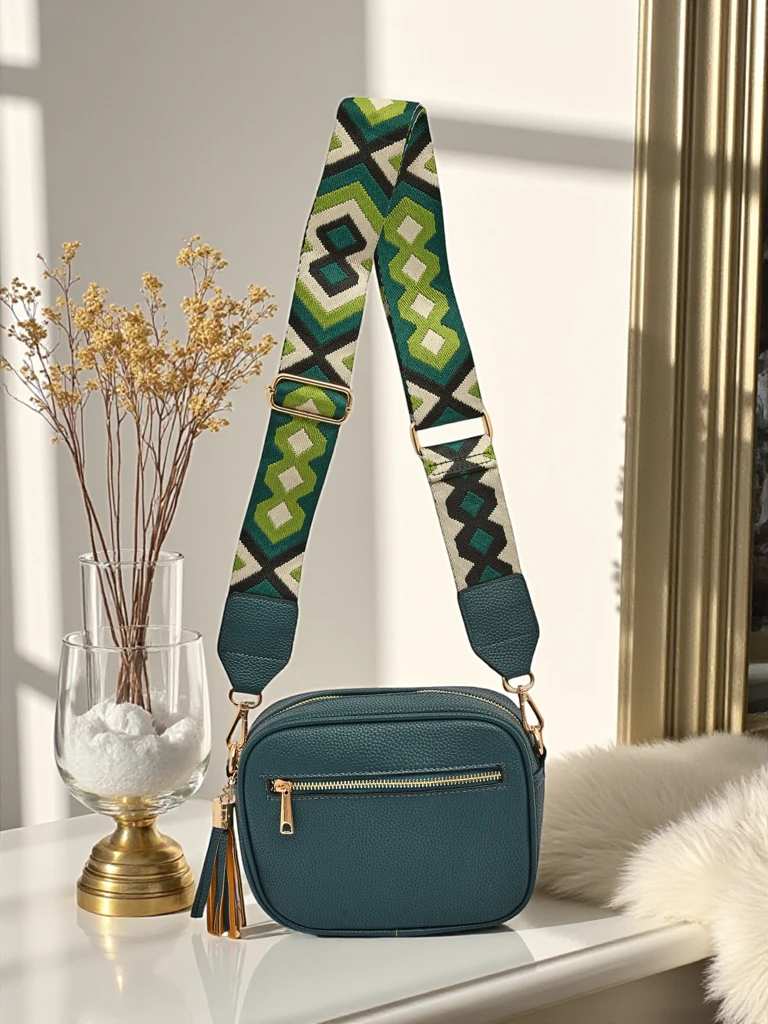 Royalfashion Mala ženska torbica iz eko usnja s pisanim pasom Kovi Lace