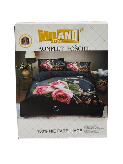 Komplet Posteljnine Milano Črno-Roza Eleganten