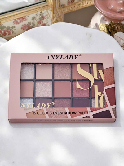 ANYLADY Paleta 15 očných tieňov s trblietavým a matným efektom Ruby Glamour