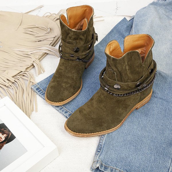 Zelené kovbojské topánky na vnútornom kline Salem - Obuv