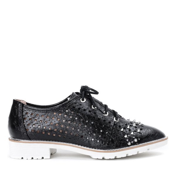 Čierne prelamované topánky s cvočkami Morris - Obuv