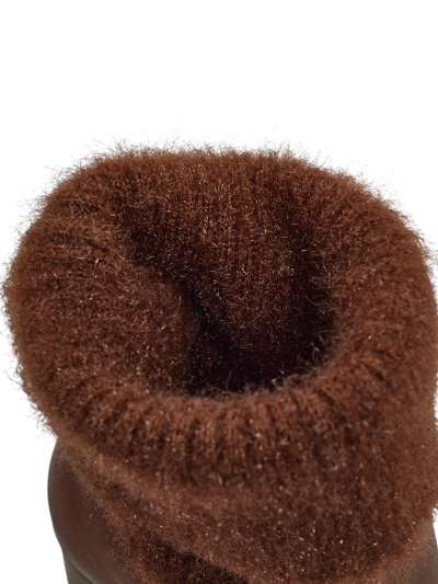 Ženski gležnarji iz eko usnja s peto in pletenino Tirave