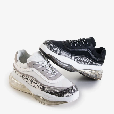 OUTLET Biele dámske športové topánky s vložkou z hadej kože Vina - Obuv