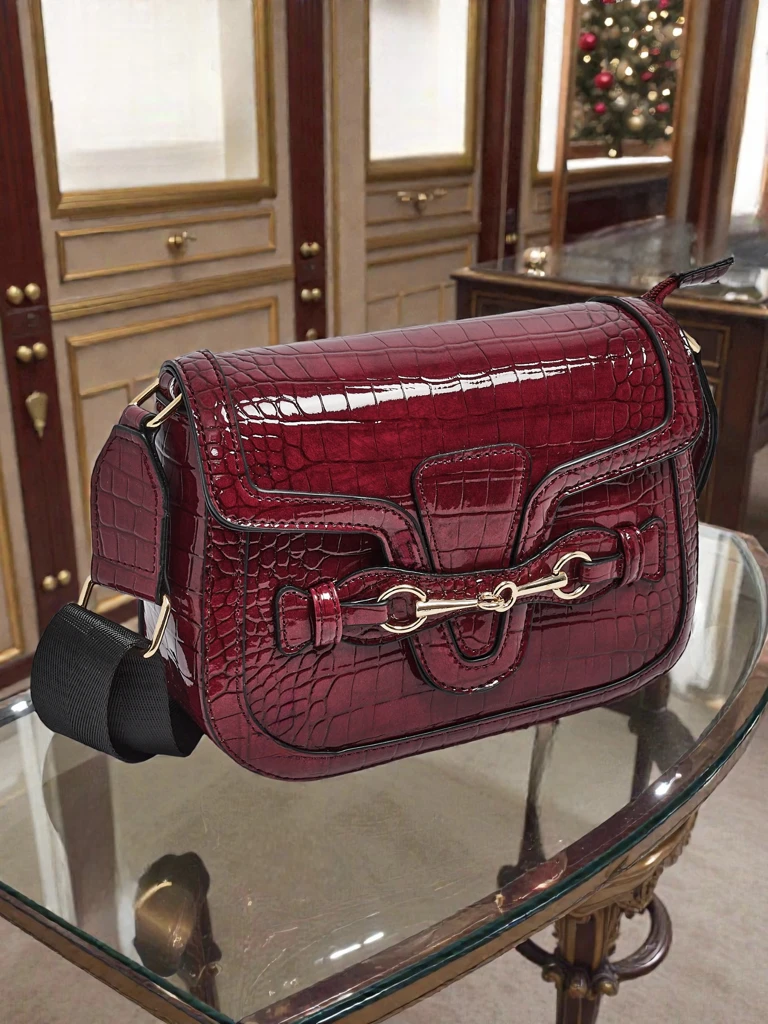 Ženska torbica Aurora bordo ekološka usnjena elegantna