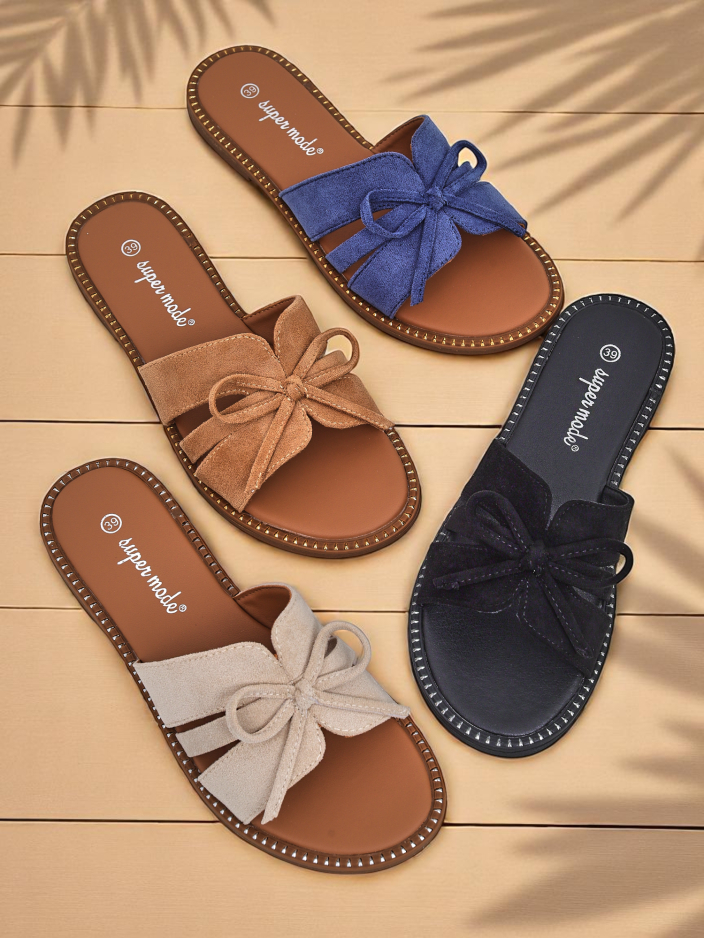 Royalfashion Dámske šľapky na plochej podrážke s mašľou Gerber