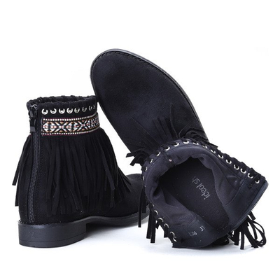 Czarne botki w azteckie wzory Maddie - Obuwie