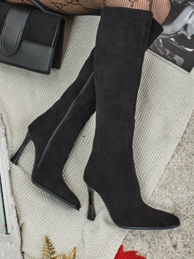 Ženski eko semiš škornji s tanko peto Arvelora