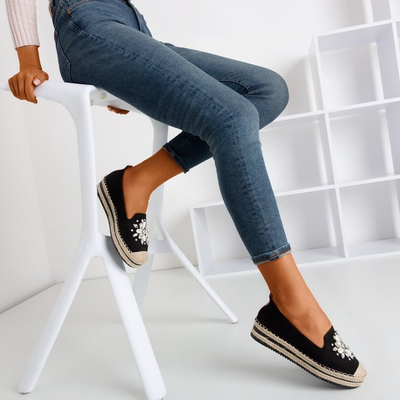 Černé espadrily na platformě s krystaly Mraque - Footwear 1