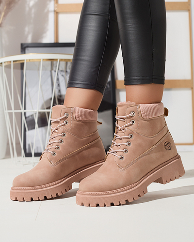 Tmavo ružové dámske zateplené trapper topánky Teruna - Obuv