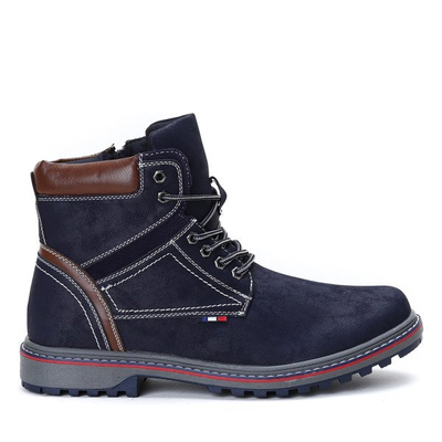 Granatowe, męskie trapery- Obuwie