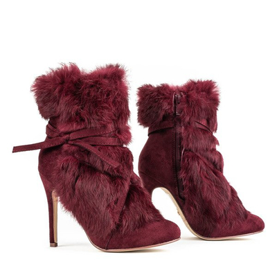 Bordowe botki na szpilce Pelage - Obuwie