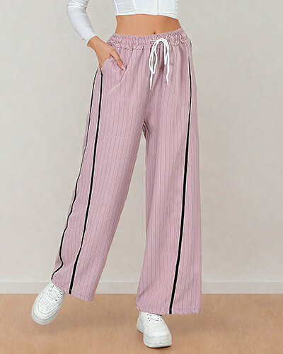 Royalfashion Dámske pruhované nohavice s pruhmi