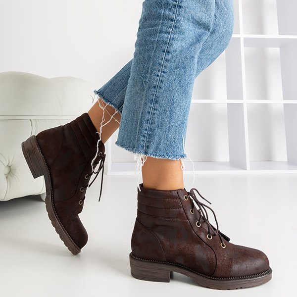 Tmavohnedé dámske pracovné odevy s ozdobnými odreninami Tusyon - Obuv