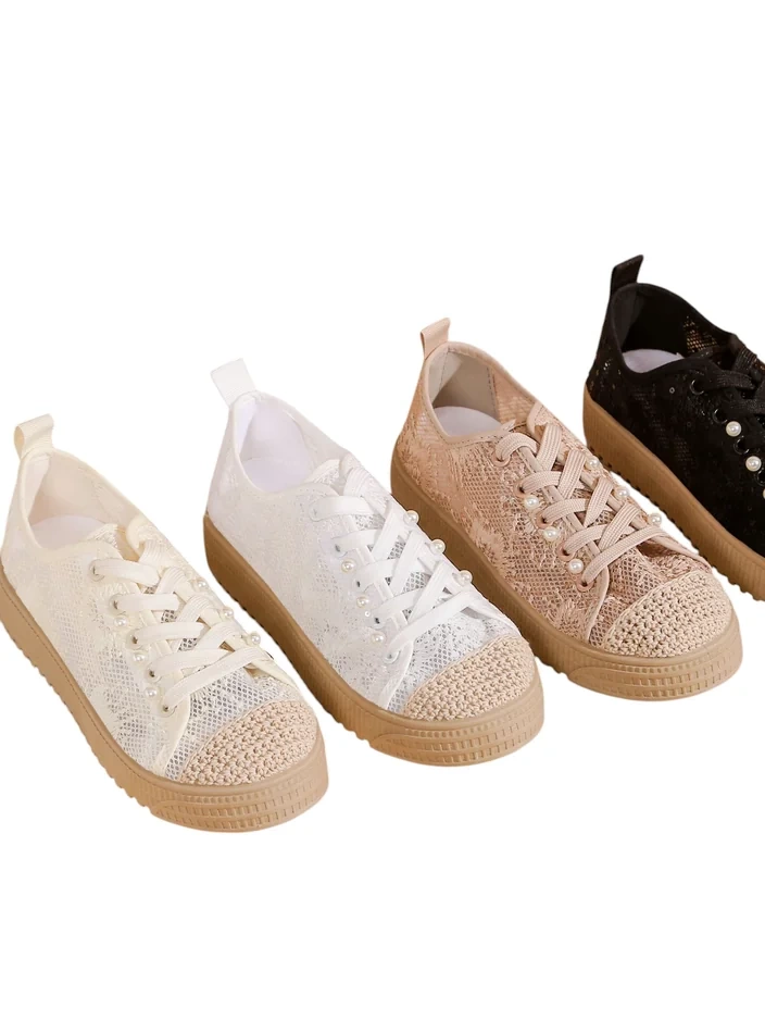 Royalfashion Dámske čipkované tenisky so trblietkami Nille