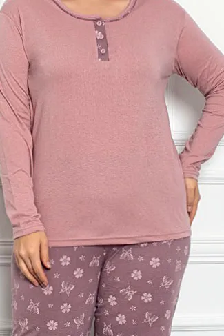 Royalfashion Dámske bavlnené pyžamo s motívom motýľa 2-dielne PLUS SIZE