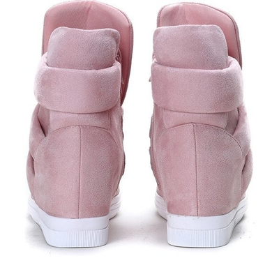 OUTLET Różowe sneakersy na krytym koturnie My Little Love- Obuwie