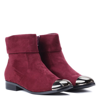 Bordowe sztyblety z metalicznym noskiem Yoon- Obuwie