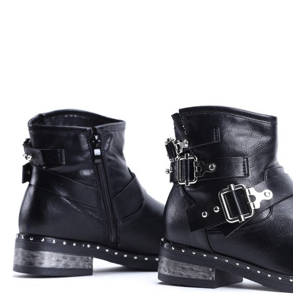 Czarne botki ze sprzączkami Tricia- Obuwie