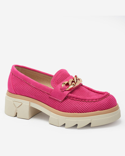 Royalfashion Mokasíny z eko-semišu so zlatým zdobením vo fuchsiovej farbe Zaffix