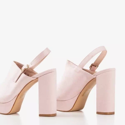 OUTLET Svetloružové eko semišové sandále na vyššom stĺpiku Tripsi-Shoes