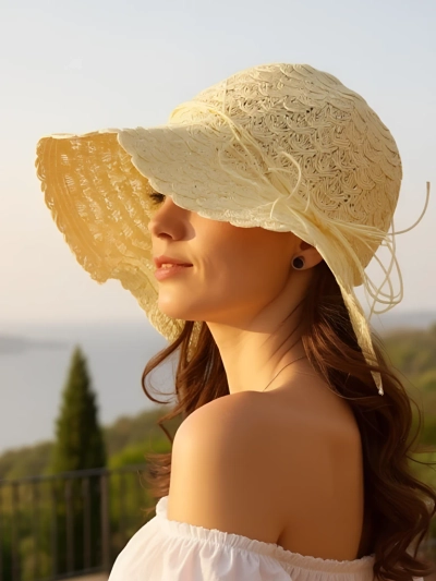 Royalfashion Dámsky slamenný klobúk s očarujúcou mašľou