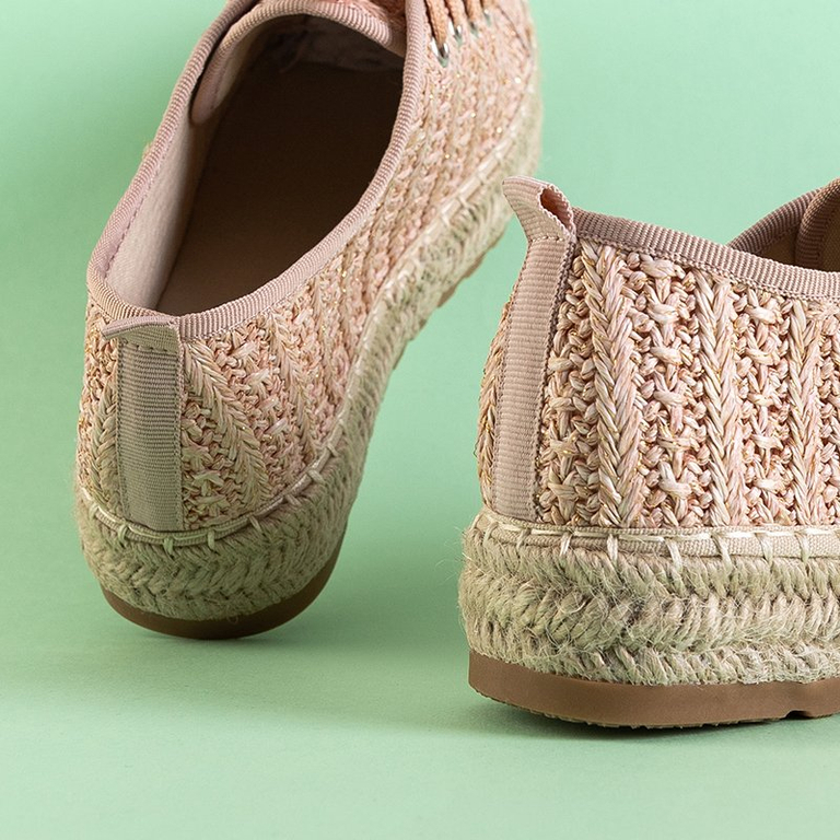 Dámske ružové espadrilky na nízkej kjótskej platforme - topánky