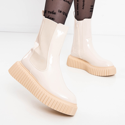 Béžové dámske lakované topánky Monka - Topánky