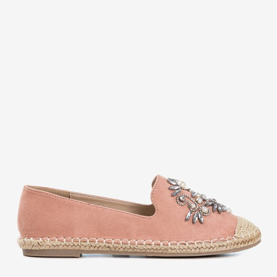 Růžové dámské mokasíny s krystaly Olupia - Obuv 1