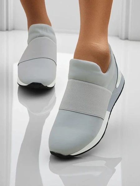 Ženske superge Selene Grigio raven podplat golobje siva moden stil