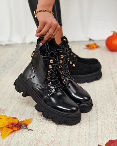 Royalfashion Čierne dámske zateplené traperské čižmy Selori z ekokože