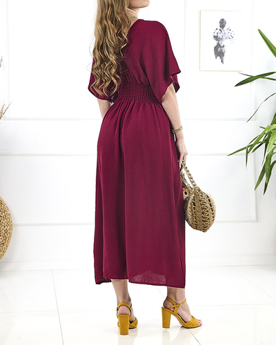 Bordové dámske midi šaty PLUS SIZE- Oblečenie