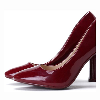 Bordowe czółenka na słupku Dahlia - Obuwie