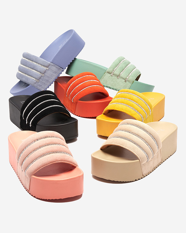 Béžové dámske papuče na platforme Sunavi. Obuv