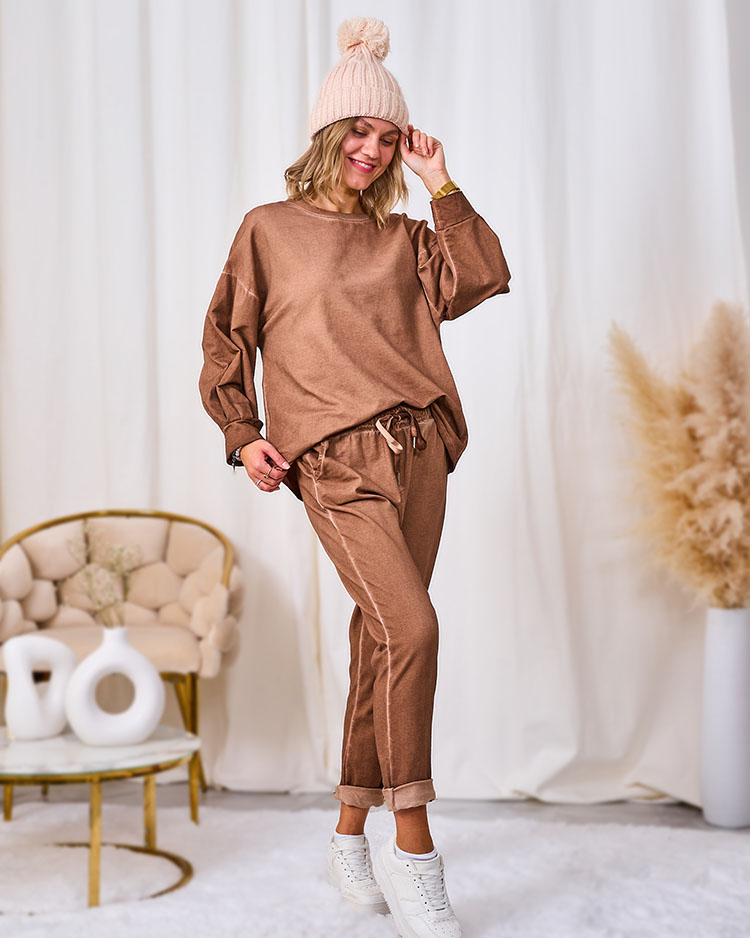 Royalfashion Dámska mikinová súprava Casual camel