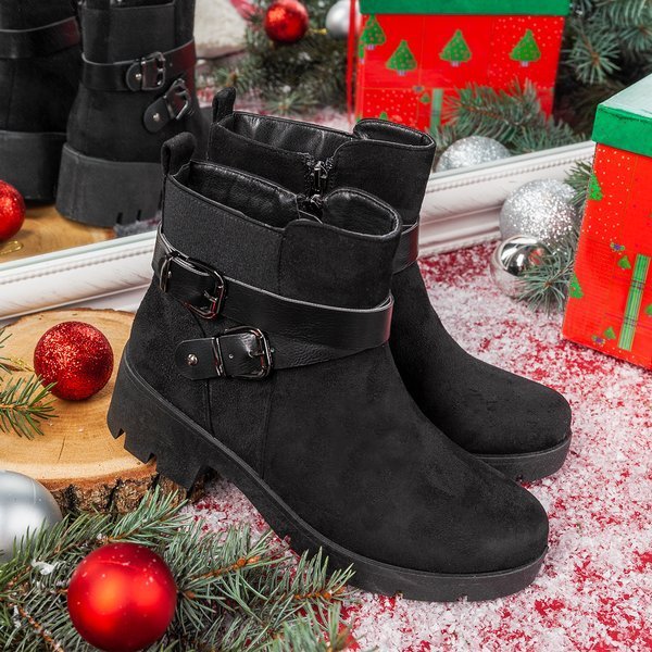 Černé ploché kotníkové boty Debra - Obuv