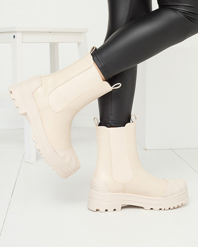 Béžové dámske čižmy na hrubšej podrážke Berann- Obuv