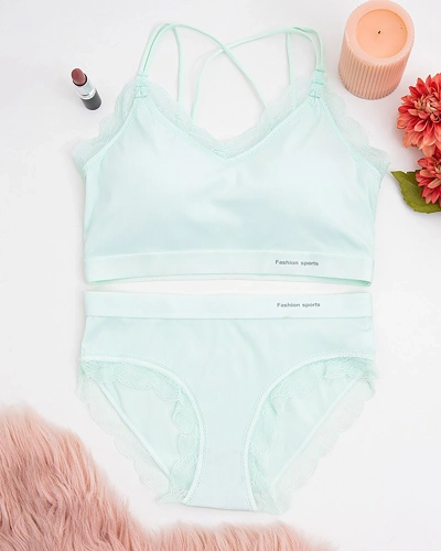 Mätová dámska súprava dámskeho spodného prádla s čipkou - Spodné prádlo