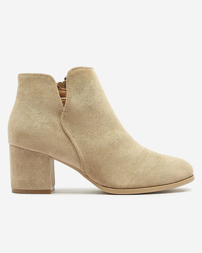 OUTLET Dámske čižmy z eko-semišu v svetlohnedej farbe Frenas - Obuv