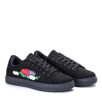 Czarne tenisówki z haftem Allison - Obuwie
