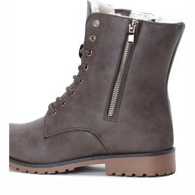 Brązowe ocieplane workery Mikayla - Obuwie