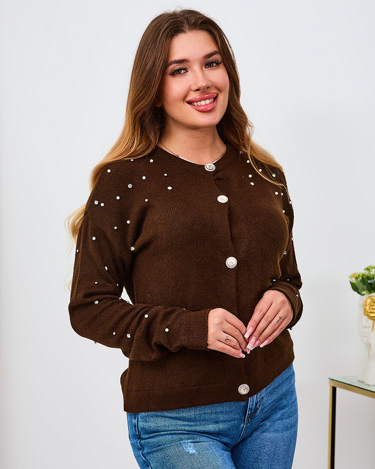 Royalfashion Červený dámsky sveter bez gombíkov