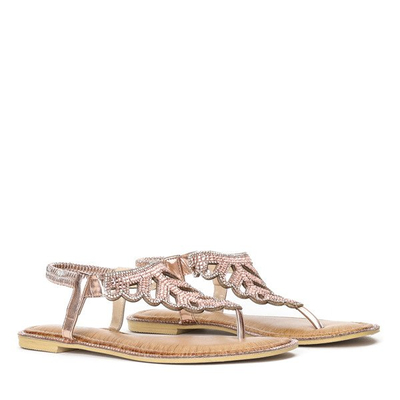 Różowe sandały japonki z cyrkoniami Ohio - Obuwie