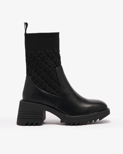 Royalfashion Čierne dámske čižmy Acigog na plochom podpätku