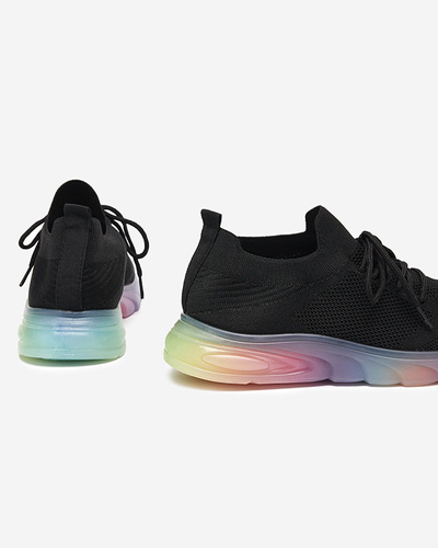 Čierne dámske športové topánky s farebnou podrážkou Afin- Obuv