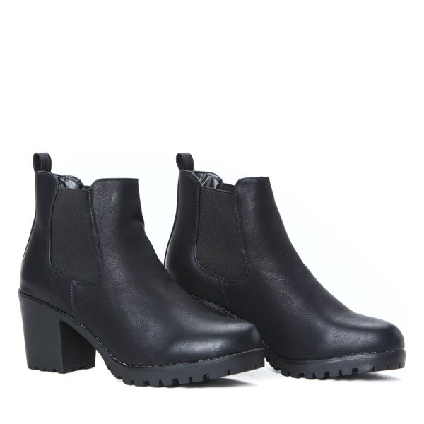 Czarne botki na grubym obcasie Loren - Obuwie