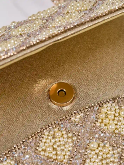 Royalfashion Malá dámska kabelka s kamienkami a perličkami