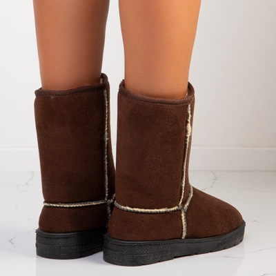 Hnědé sněhové boty izolované ovčí kůží Cruzita - Obuv