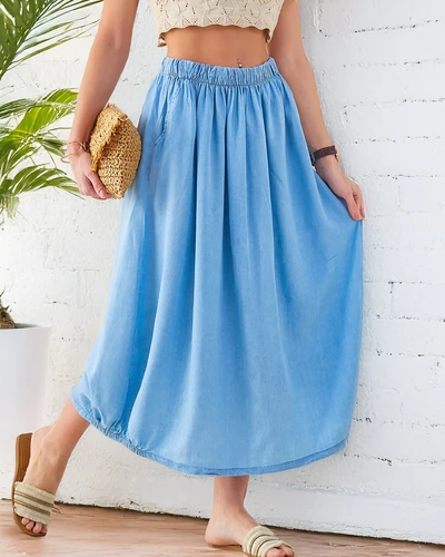 Royalfashion Dámska midi sukňa pripomínajúca denim