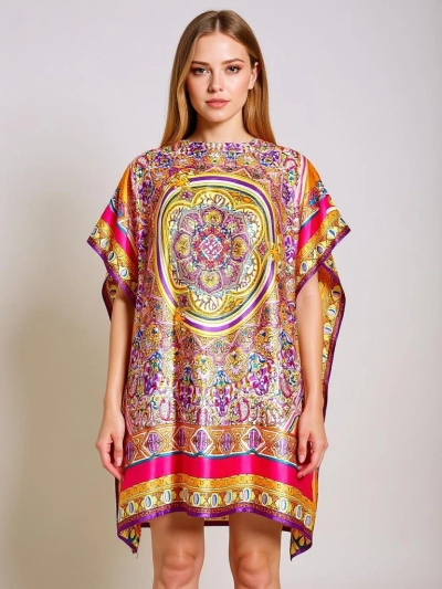 Pareo Melania Royalfashion – večbarvna obleka kimona do kolen